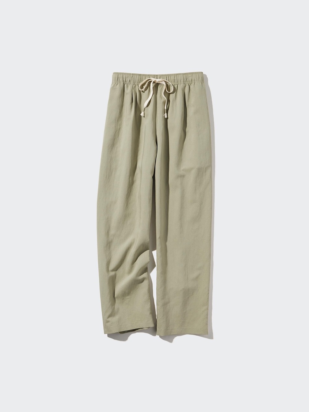 NWT UNIQLO Linen Blend Easy Pants Green Wide Leg with Drawstring (Small)